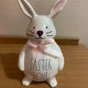 Rae Dunn Iridescent Easter Bunny w/ Pink Neck Bow